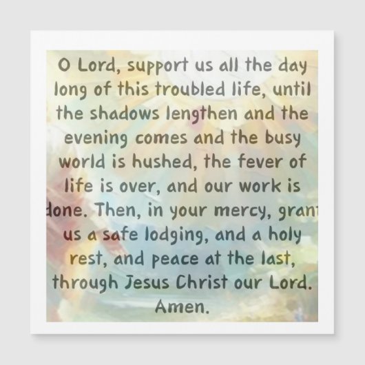 O Lord Support Us Large Magnetic Card (Front)