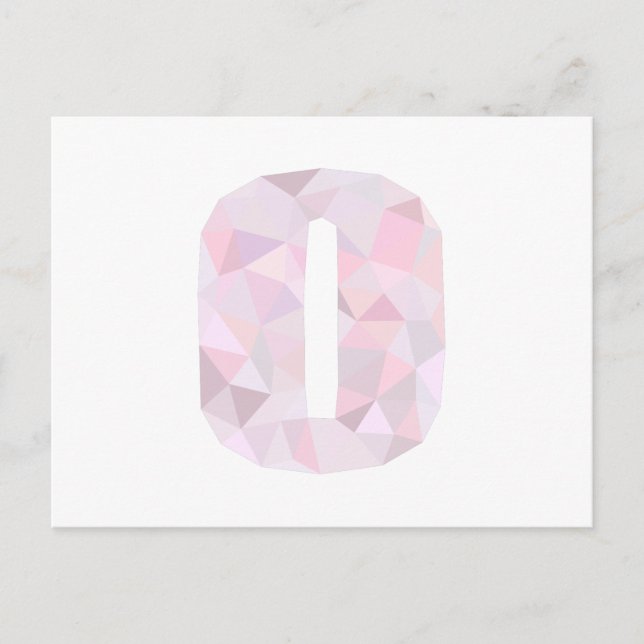 O - Low Poly Triangles - Neutral Pink Purple Gray Postcard (Front)