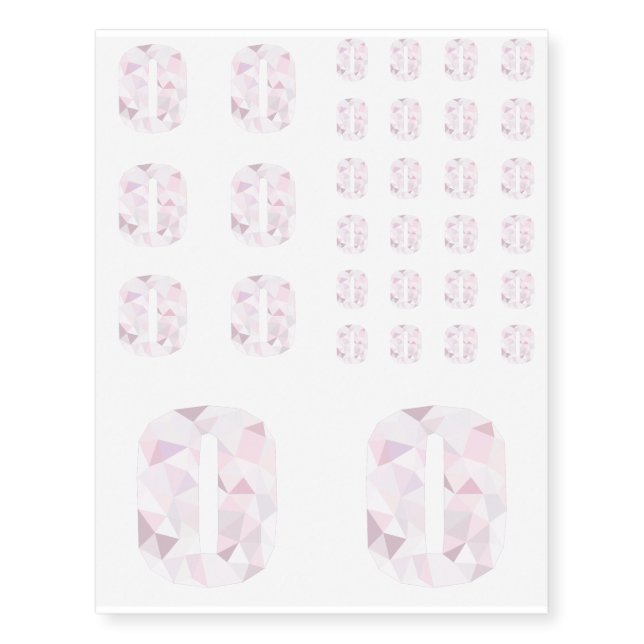O - Low Poly Triangles - Neutral Pink Purple Gray Temporary Tattoos (Front)