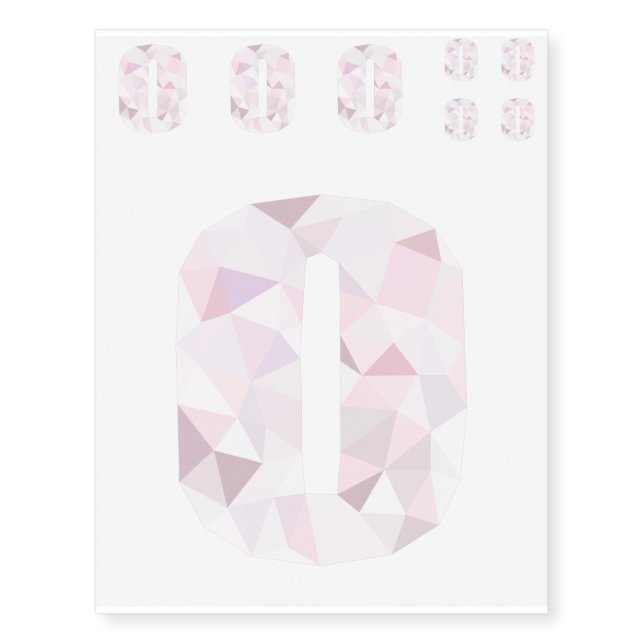 O - Low Poly Triangles - Neutral Pink Purple Gray Temporary Tattoos (Front)