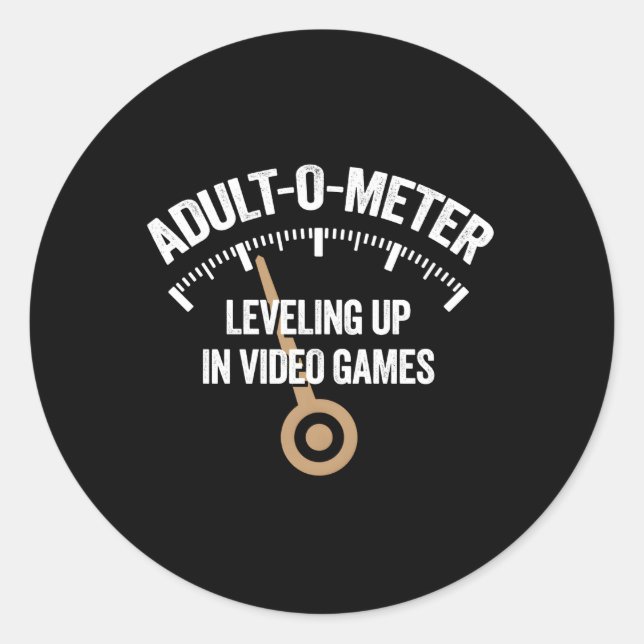 -O-Meter Leveling Up In Video Games Classic Round Sticker (Front)