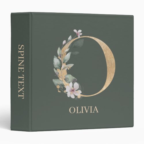 O Monogram Floral Personalized 3 Ring Binder