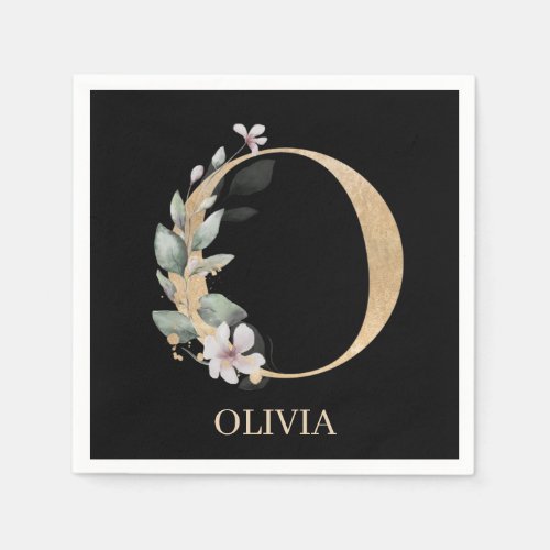 O Monogram Floral Personalized Napkins