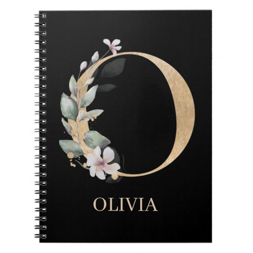 O Monogram Floral Personalized Notebook