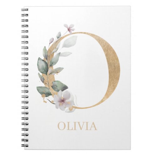 O Monogram Floral Personalized Notebook