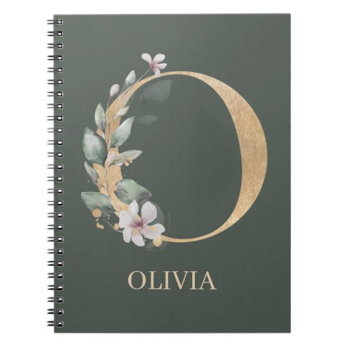 O Monogram Floral Personalized Notebook