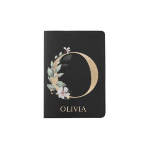 O Monogram Floral Personalized Passport Holder