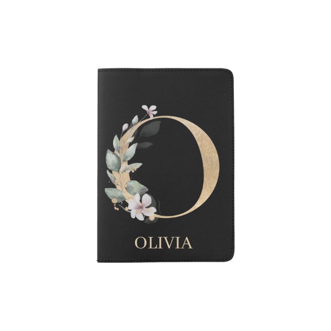 O Monogram Floral Personalized Passport Holder (Front)