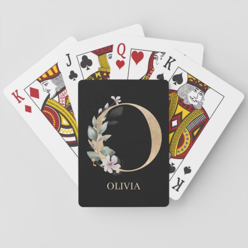 O Monogram Floral Personalized Poker Cards