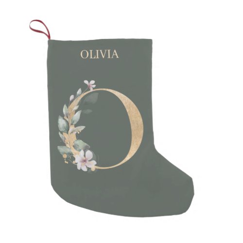 O Monogram Floral Personalized Small Christmas Stocking