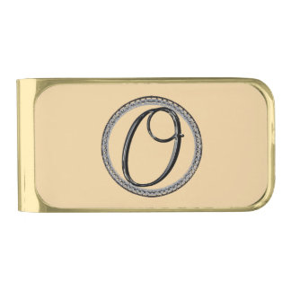 O Monogram Gold Finish Money Clip