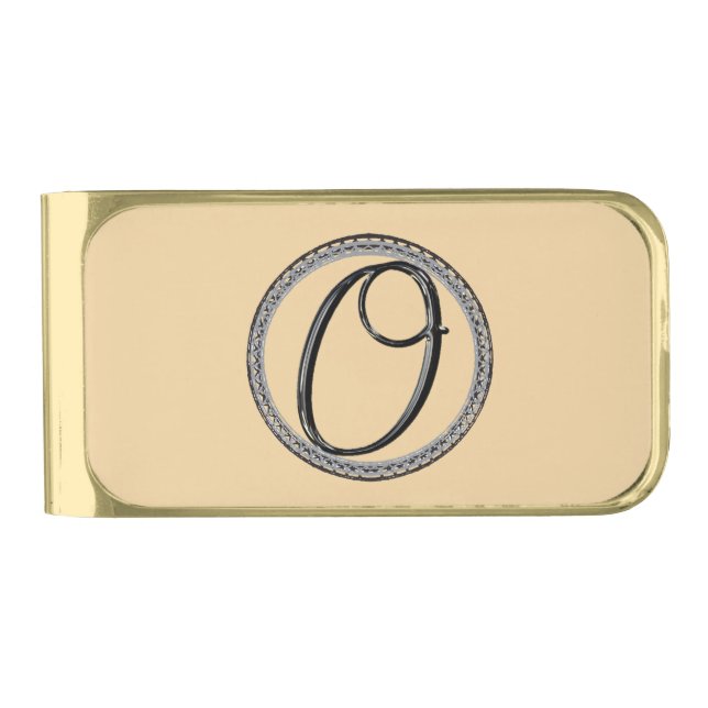 O Monogram Gold Finish Money Clip (Front)