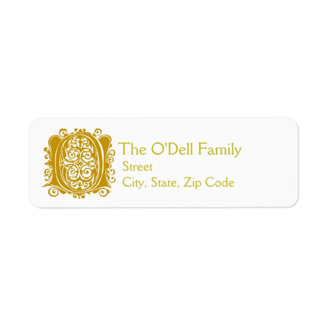 O Monogram "Gold Lace" design Address Lables Label (Front)
