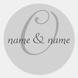 "O" monogram label, personalize first names Classic Round Sticker