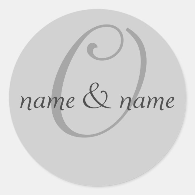 "O" monogram label, personalize first names Classic Round Sticker (Front)