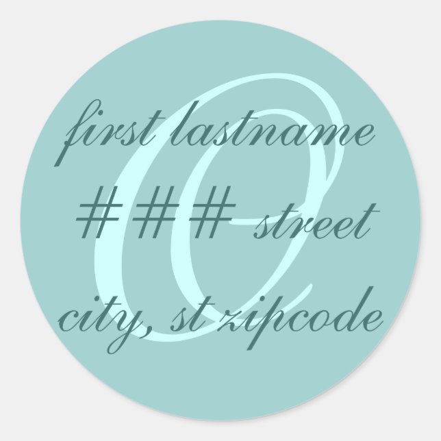 "O" Monogram return address label - personalize (Front)