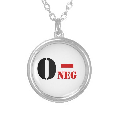 O _ NEG BLOOD TYPE SILVER PLATED NECKLACE
