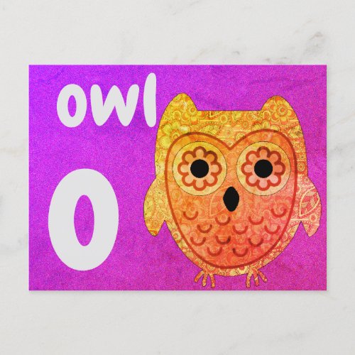 o _ owl flash card