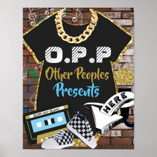 O.P.P Hip Hop Blue|Gold Gift Table Sign