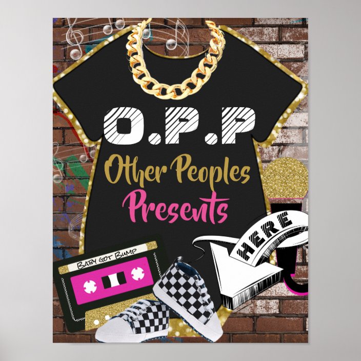 O P P Retro 90 S Hip Hop Pink Gold Gift Table Sign Zazzle Com
