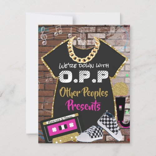 OPP Retro 90s Hip Hop PinkGold Thank You Card