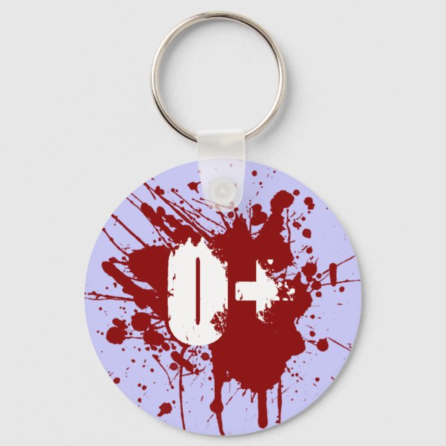 O Positive Blood Type Donation Vampire Zombie Keychain (Front)