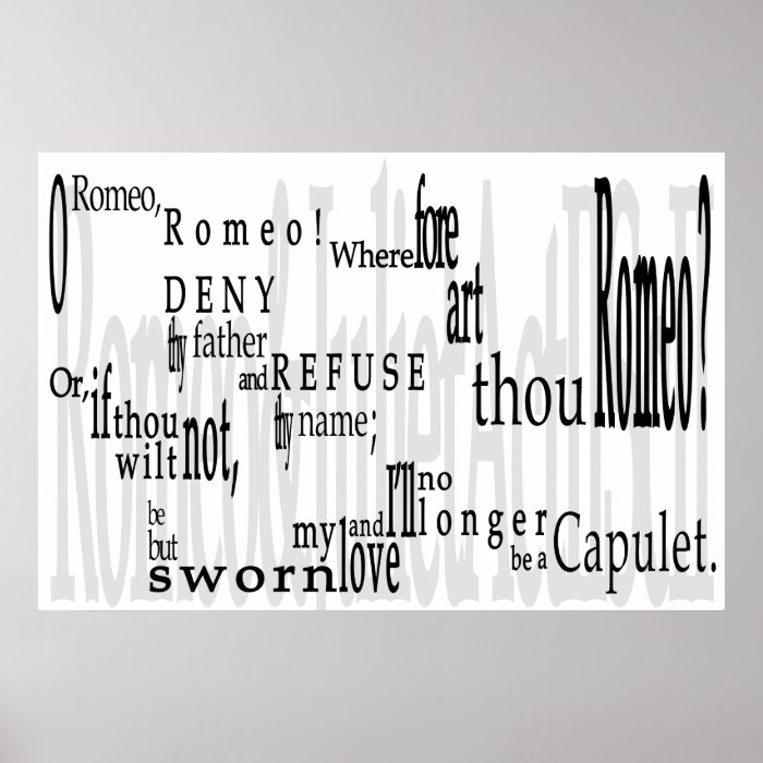 'O Romeo, Romeo' Shakespeare Quote Poster Print