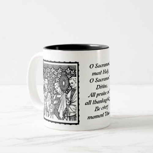 O Sacrament Most Holy Monstrance with Priests Two_Tone Coffee Mug