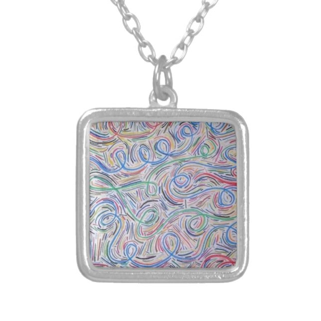 o squiggly line silver plated necklace (Front)