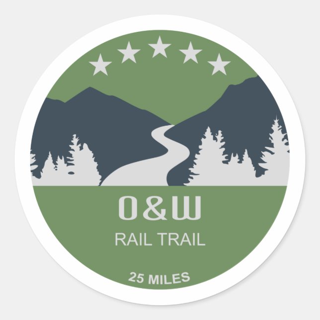 O&W Rail Trail Classic Round Sticker (Front)
