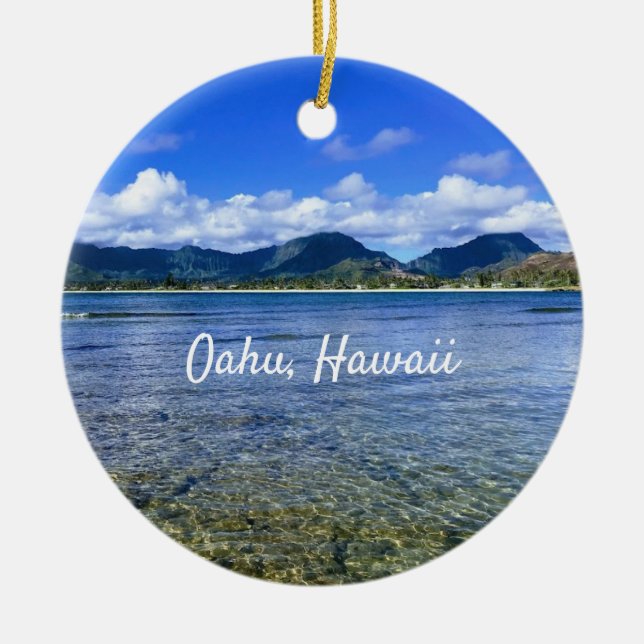 Oahu Beach Cove  Ceramic Ornament (Front)