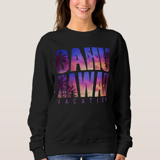 Oahu Hawaii Beach Summer Vacation Matching Family  Sweatshirt (Front)