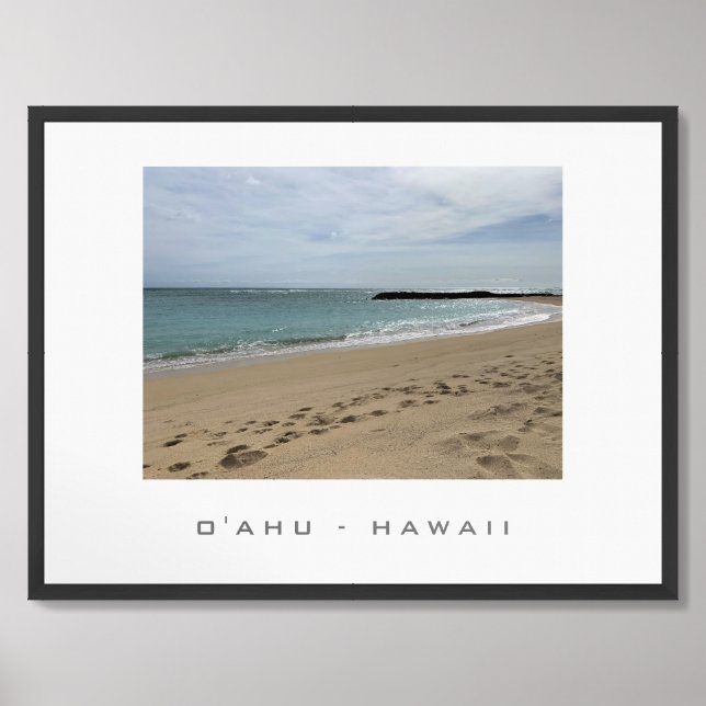 O'ahu Hawaii Beach Travel Poster (Framed Front)