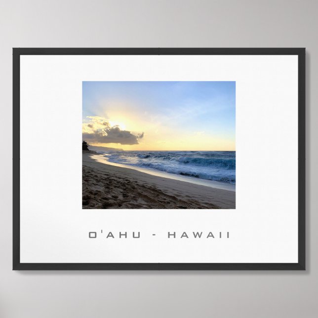 O'ahu Hawaii Beach Travel Poster (Framed Front)
