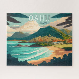 Oahu Hawaii Beach Vintage Retro Jigsaw Puzzle