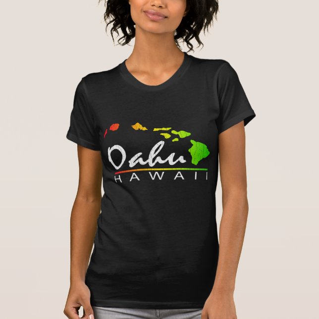 OAHU Hawaii (Distressed Design) T-Shirt (Front)