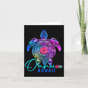 Oahu Hawaii Hawaiian Tie Dye Sea Turtle Vacation S Card