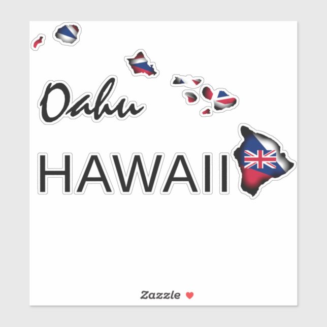OAHU - HAWAII ISLANDS HI Flag BLK Sticker (Sheet)
