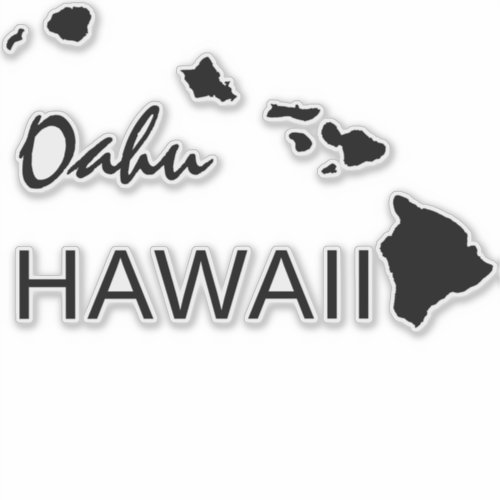 OAHU _ HAWAII ISLANDS NEON RAINBOW STICKER