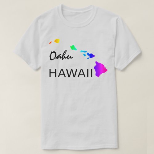 OAHU _ HAWAII ISLANDS NEON RAINBOW T_Shirt