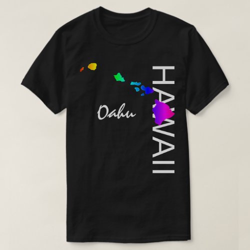 OAHU _ HAWAII ISLANDS NEON RAINBOW T_Shirt