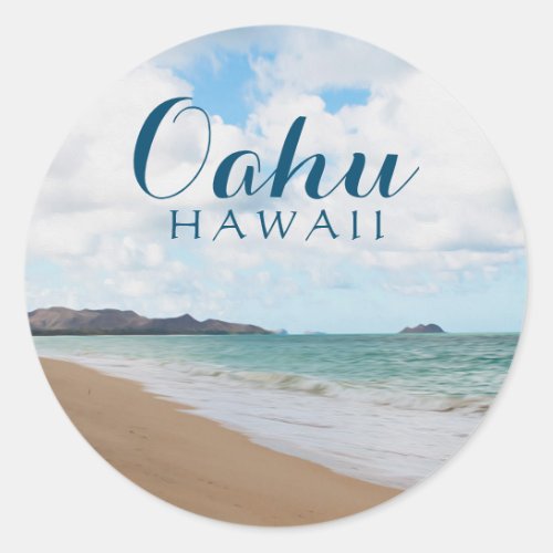 Oahu Hawaii Ocean Waves  Beach Classic Round Sticker