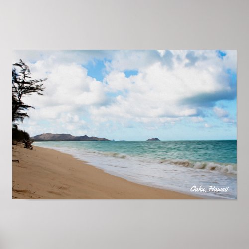 Oahu Hawaii Ocean Waves  Beach Poster