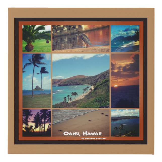 Oahu, Hawaii Photo Collage  Faux Canvas Print (Front)