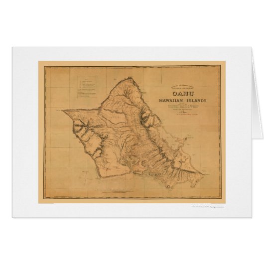 Oahu Hawaii Railroad Map 1881 Cards (Front Horizontal)
