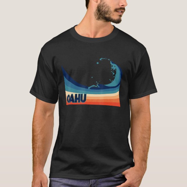 Oahu Hawaii Retro Surf  Sailing & Hawaiian Fishing T-Shirt (Front)