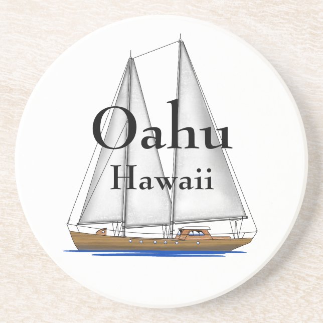 Oahu Hawaii Sandstone Coaster (Front)