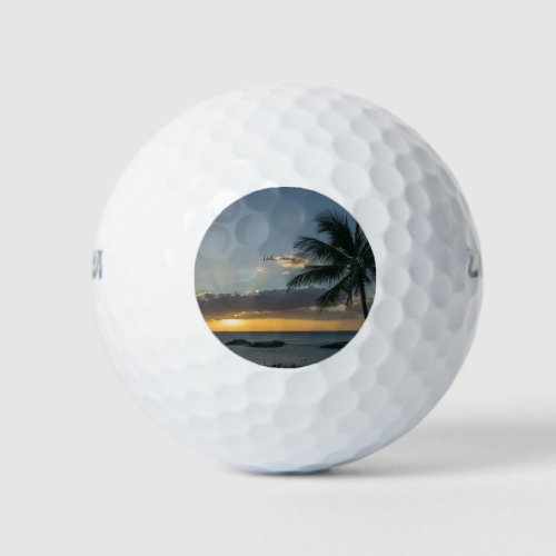 Oahu Hawaii sunset Golf Balls