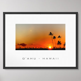 O'ahu Hawaii Sunset Travel Poster