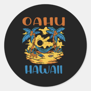 Oahu Hawaii Travel Classic Round Sticker